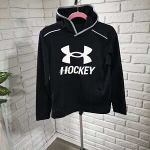 Under Armour Youths Size Large Fleece Lined Black Hockey Hoodie